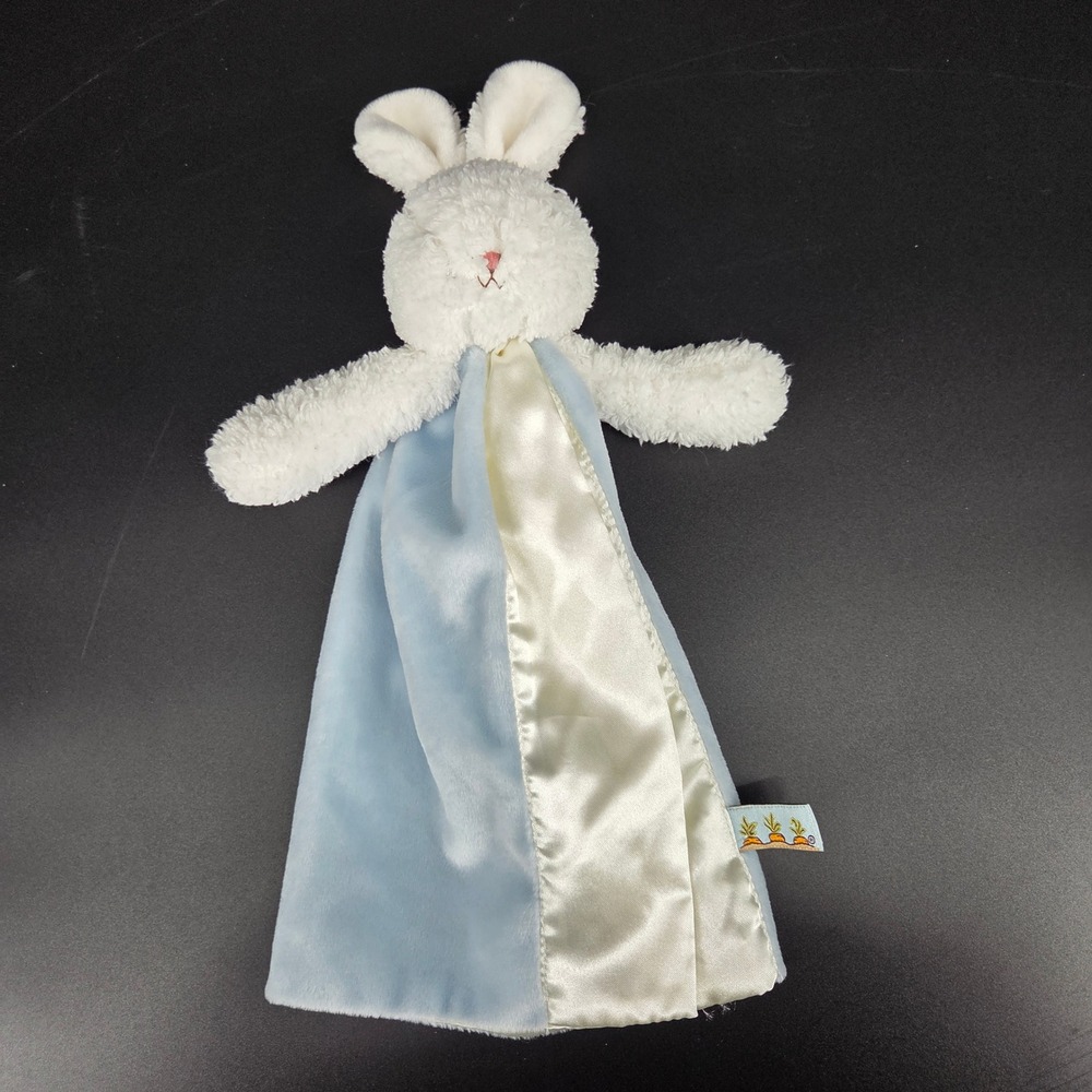 Bunnies By The Bay Blue White Bunny Rabbit Buddy Blanket Security Lovey Plush